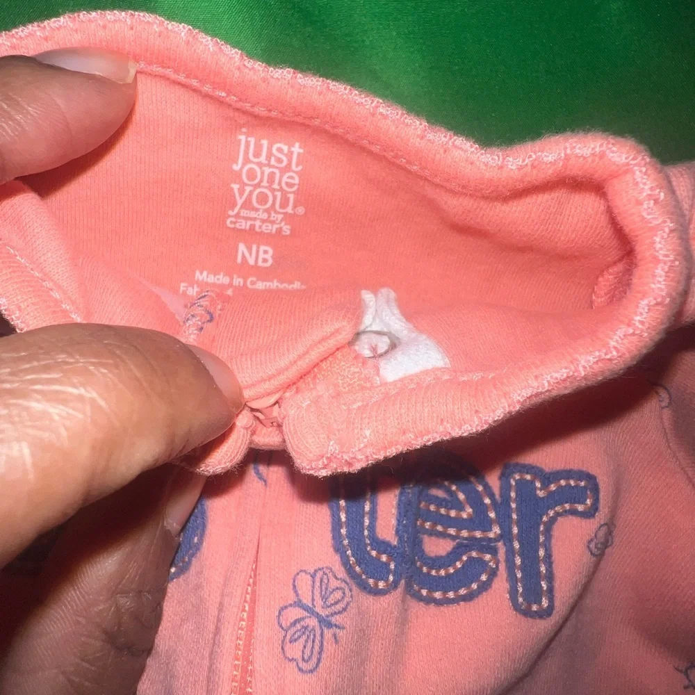 Carter's Tangerine and Blue 'Little Sister' Footie size Newborn